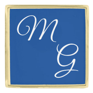 Letters of Grace White on Dark Blue Gold Finish Lapel Pin