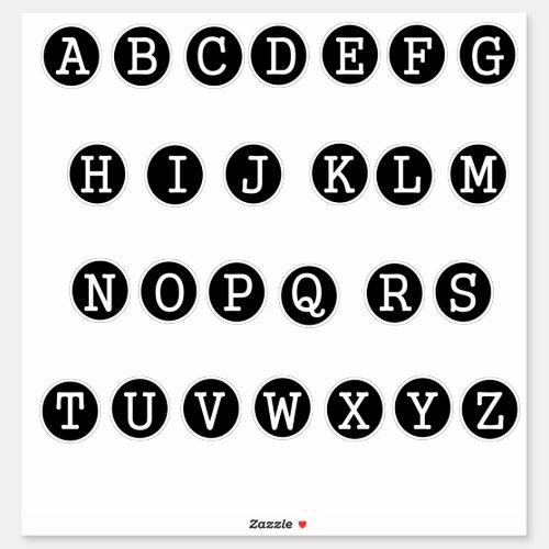Letters of the Alphabet Typewriter Keys Style Sticker