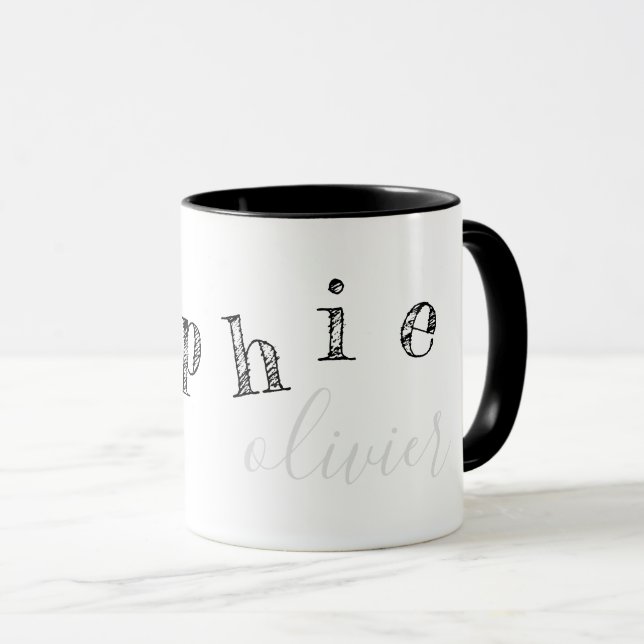 letters of your name cool black/white mug (Front Right)