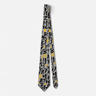 Letters Pattern -Grey- Neck Tie