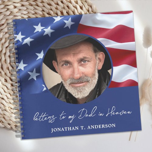 Letters To Dad Heaven American Flag Patriotic Notebook