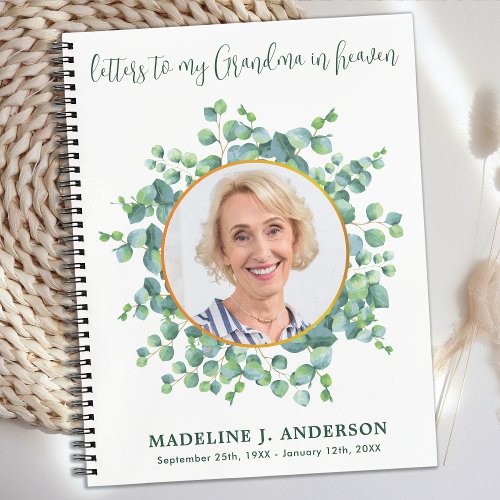 Letters To Grandma In Heaven Custom Photo Grief    Notebook