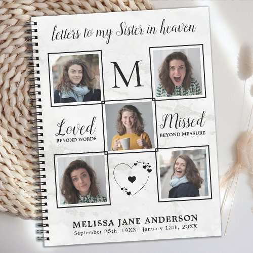 Letters To Heaven Custom 5 Photo Collage Grief Notebook