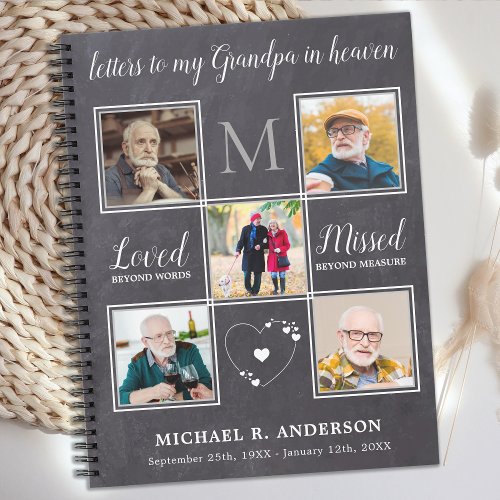 Letters To Heaven Dad Grandpa Custom 5 Photo Grief Notebook