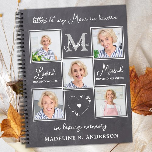 Letters To Mom In Heaven Custom 5 Photo Grief  Notebook