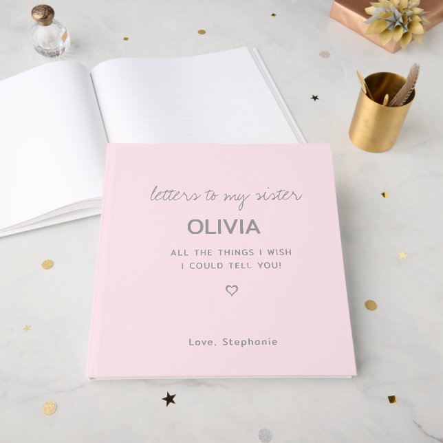 Letters To My Custom Grief Loss Sympathy Journal Guest Book (Front Open)
