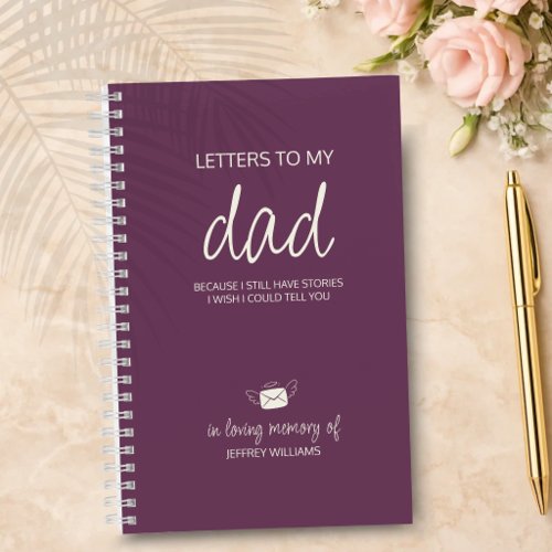Letters to My Dad Grief Journal in Plum Purple