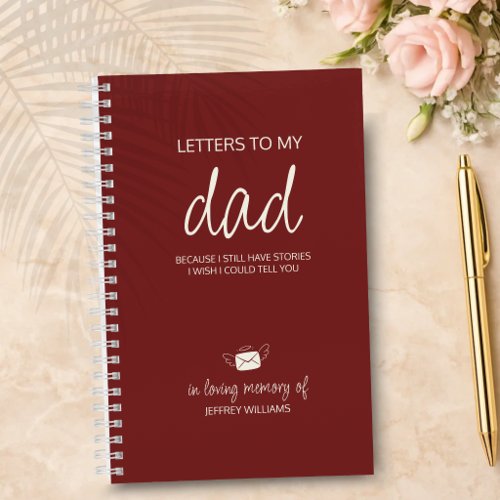 Letters to My Dad Grief Journal in Wine Red