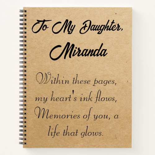 Letters to my daughter son personalised notebook