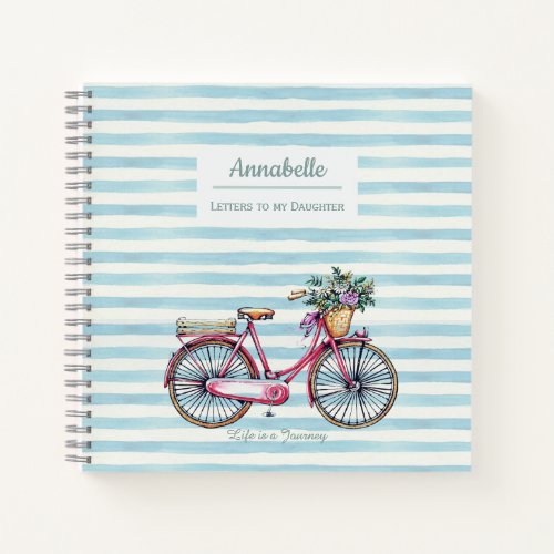 Letters to my Daughter Watercolor Stripes Bicycle Notebook