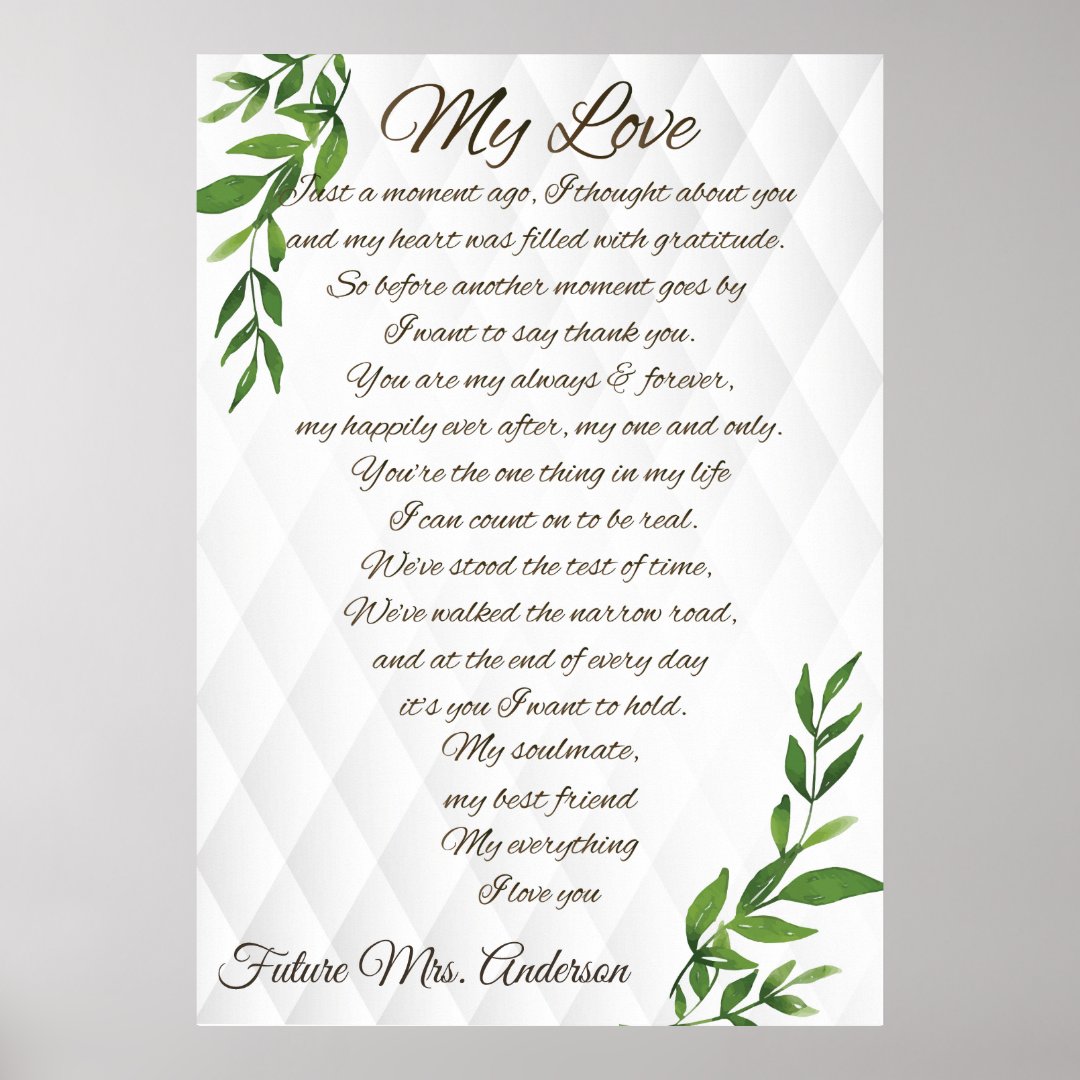 Letters to my Future Husband love elegant luxury Poster Zazzle