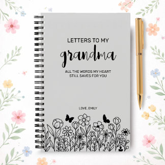 Letters to My Grandma Grief Journal in Light Gray