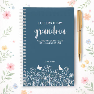 Letters to My Grandma Grief Journal in Ocean Blue