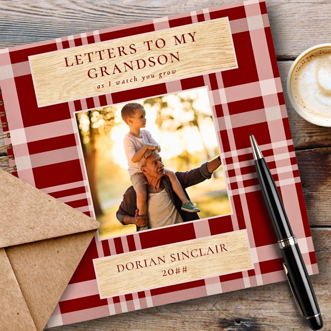 Letters to my Grandson Buffalo Plaid Wood Photo Notebook (Creator Uploaded)