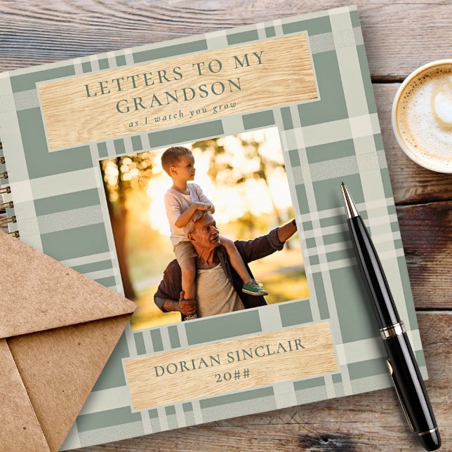Letters to my Grandson Buffalo Plaid Wood Photo Notebook (Creator Uploaded)