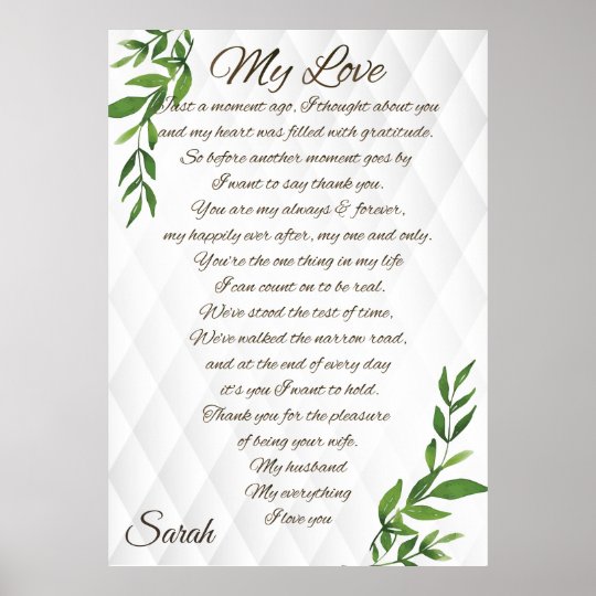 Letters to my Husband love elegant luxury Poster