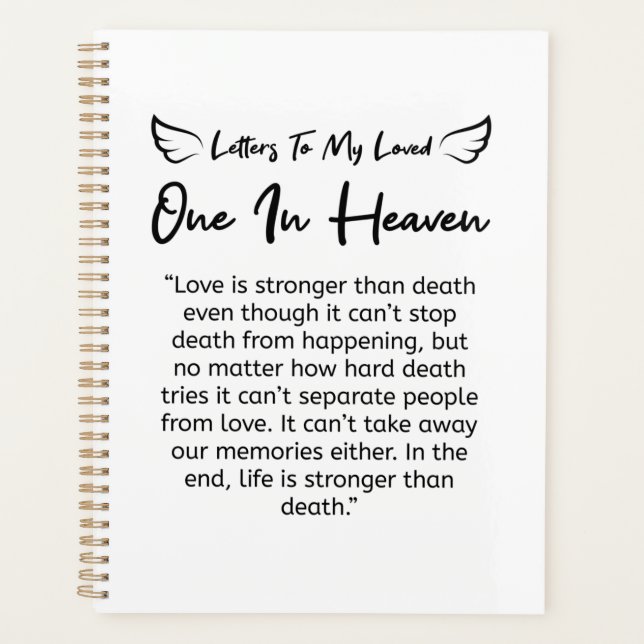 Letters To My Loved One In Heaven  Planner (Front)