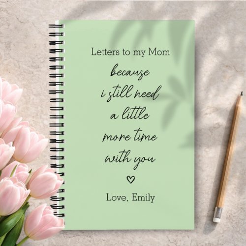 Letters to My Mom Grief Journal in Green Color