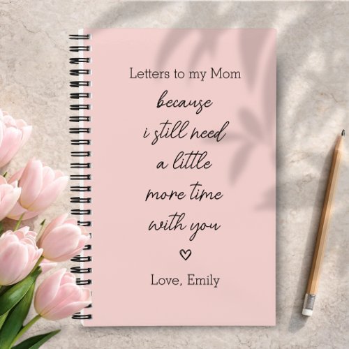 Letters to My Mom Grief Journal in Pink Color