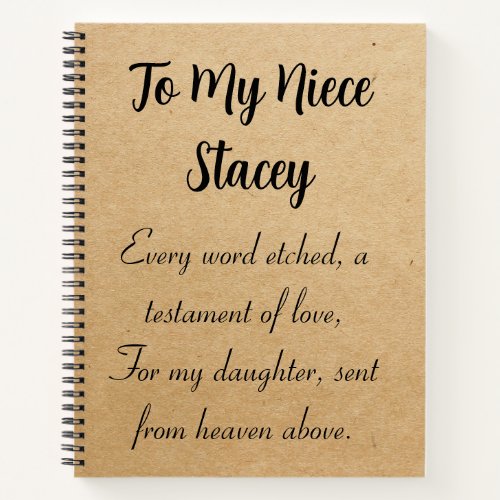 Letters to my niece personalised notebook custom