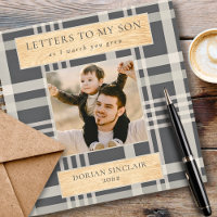 Letters to my Son Buffalo Plaid Faux Wood Photo