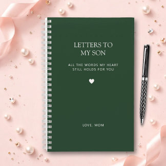 Letters to My Son Grief Journal in Forest Green
