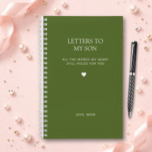 Letters to My Son Grief Journal in Olive Green