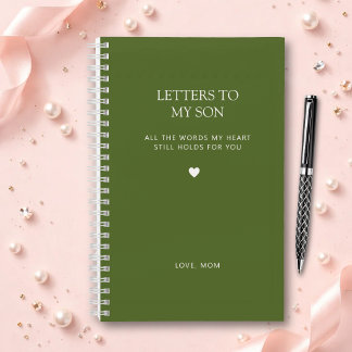 Letters to My Son Grief Journal in Olive Green
