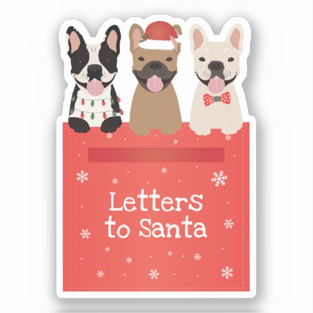 Letters To Santa French Bulldogs Sticker (Front)