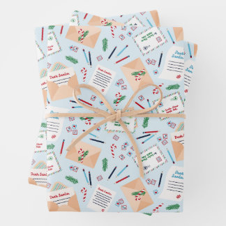Letters to Santa Vintage Christmas Mail Pattern Wrapping Paper Sheets