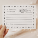 Letters to the Bride Advice Card<br><div class="desc">A beautiful set of keepsakes for your bridal shower, this simple and minimalist airmail inspired design lets guests write heartfelt messages to you ahead of your wedding day! With fully customizable text in this design, you can personalize every detail of the postcard to suit you including having the couples' initials...</div>