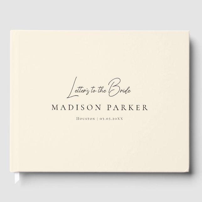 Letters to the Bride Beige Bridal Shower Guest Book (Front)