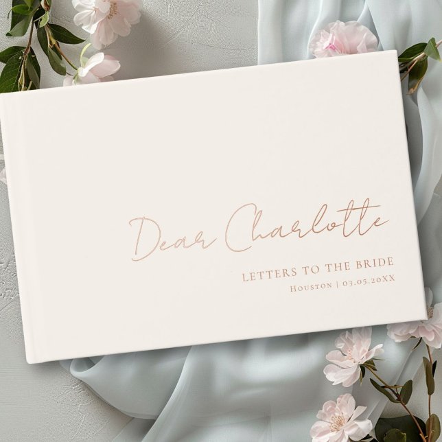 Letters to the Bride! Minimal, Handwriting Font Foil Guest Book (Letters to the Bride! Minimal, Handwriting Font Foil Guest Book with your name, date & text.)