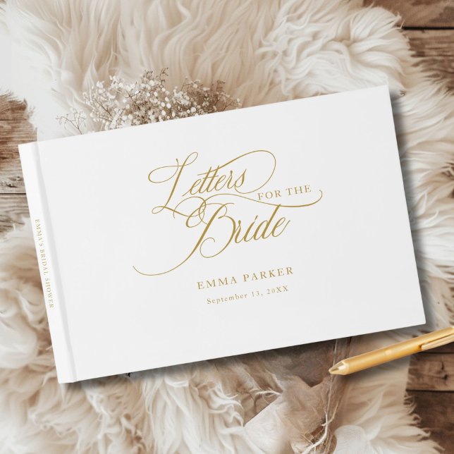 Letters to the Bride, Modern, Elegant, White Guest Book (Letters to the Bride, Modern, Elegant, White Guest Book, personalized with your name and date.)