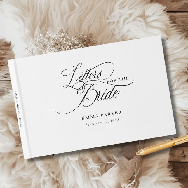 Letters to the Bride, Modern, Elegant, White Guest Book (Letters to the Bride, Modern, Elegant, White Guest Book, personalized with your name and date.)