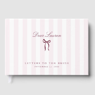 Letters to the Bride Pink Bow Bridal Shower Guest Book