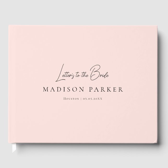 Letters to the Bride! Pink Bridal Shower Guest Book (Front)