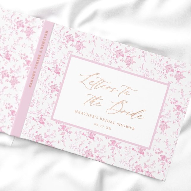 Letters to the Bride Pink Toile Bridal Shower Foil Guest Book (Creator Uploaded)