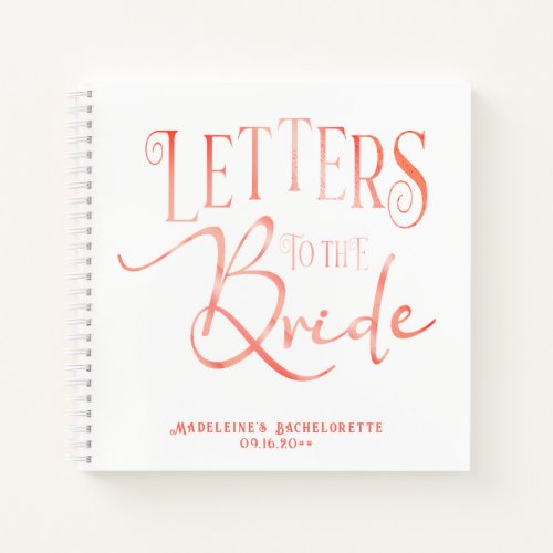 Letters To The Bride Shower Bachelorette Guestbook Notebook
