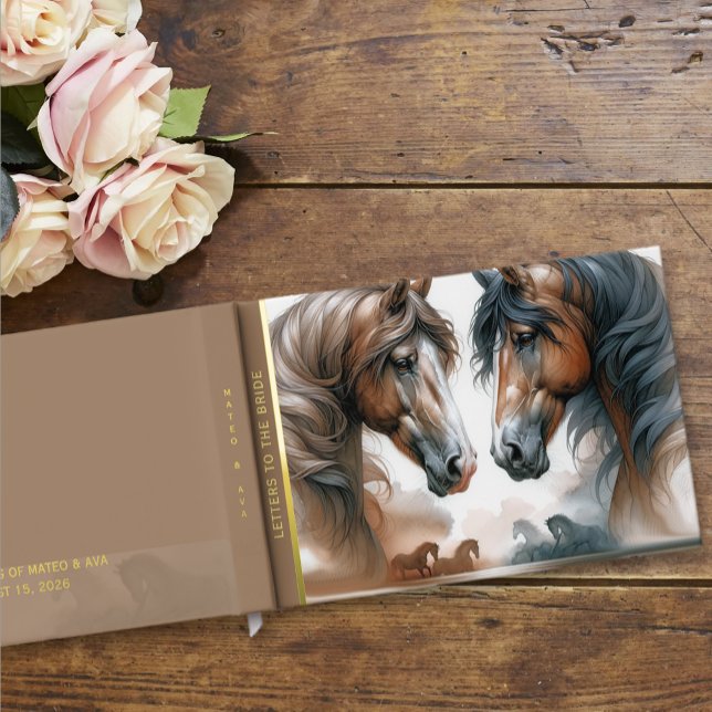 Letters to the Bride Wedding Guest Book (Beautiful Brown Horses Letters to the Bride Guest Book)