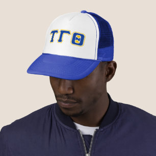 Letters Trucker Hat - Royal w/ Yellow Outline