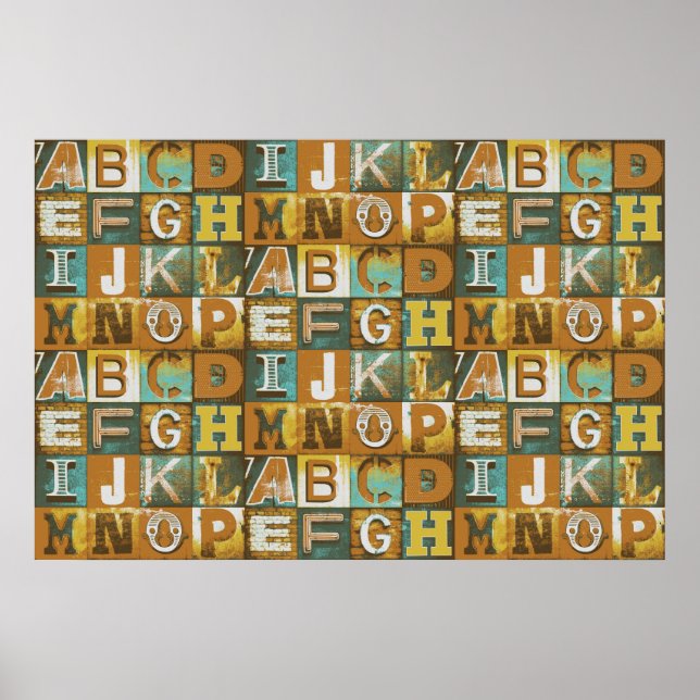 Letters Typography Retro Poster For Decoupage  (Front)