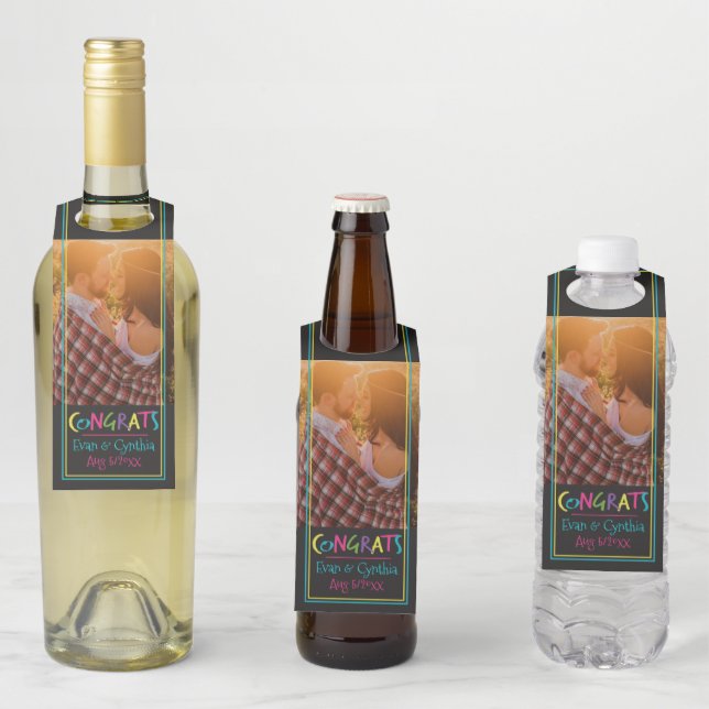 Letters With Heart Congrats Photo Bottle Tag (In Situ)