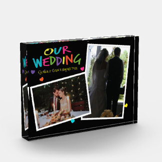 Letters With Heart Wedding Keepsake 2 Photo Block
