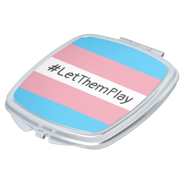 #LetThemPlay Transgender Athletes Trans Flag Compact Mirror (Turned)