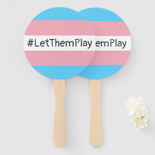 #LetThemPlay Transgender Athletes Trans Flag Hand Fan