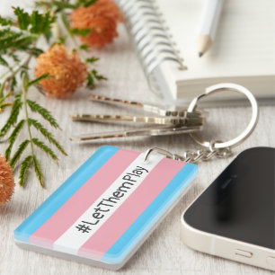 #LetThemPlay Transgender Athletes Trans Flag Keychain