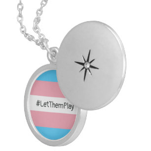#LetThemPlay Transgender Athletes Trans Flag Locket Necklace