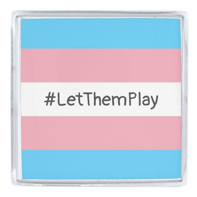 #LetThemPlay Transgender Athletes Trans Flag Silver Finish Lapel Pin (Front)