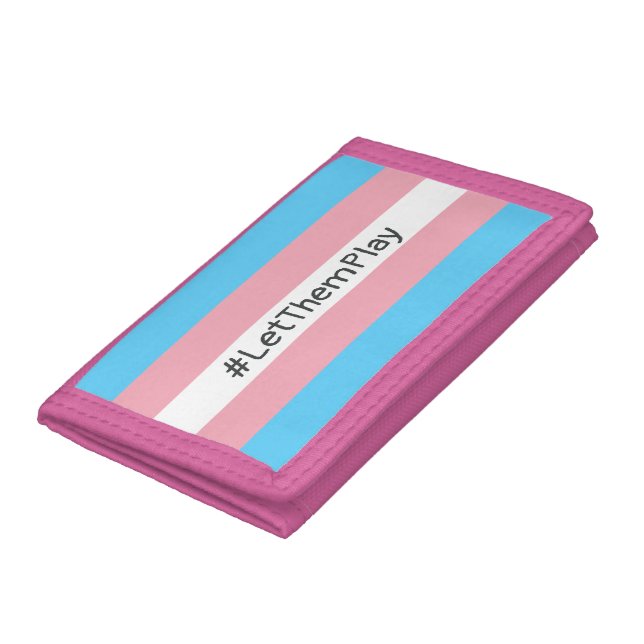 #LetThemPlay Transgender Athletes Trans Flag Trifold Wallet (Bottom)